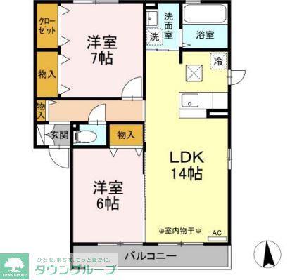 リジェールDONDONB(2LDK/1階)の間取り写真