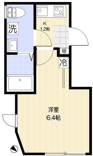 中台ヒルズ(1K/1階)の間取り写真