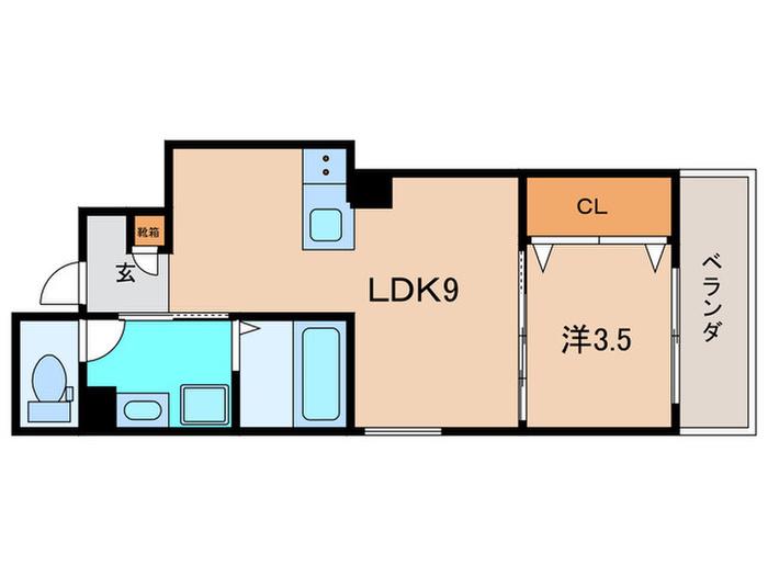 ウェリッシュ東甲子園(1LDK/3階)の間取り写真