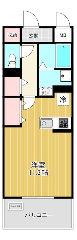 ブライトソレイユタワー(ワンルーム/1階)の間取り写真