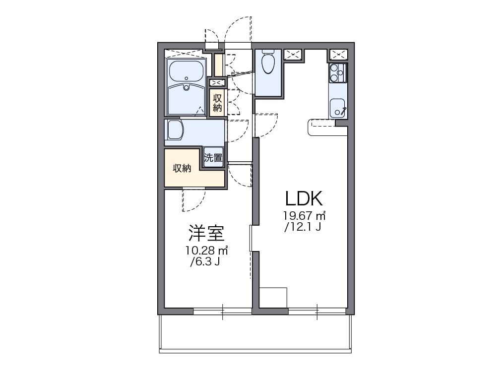 レオパレスエクセル耳成(1LDK/3階)の間取り写真