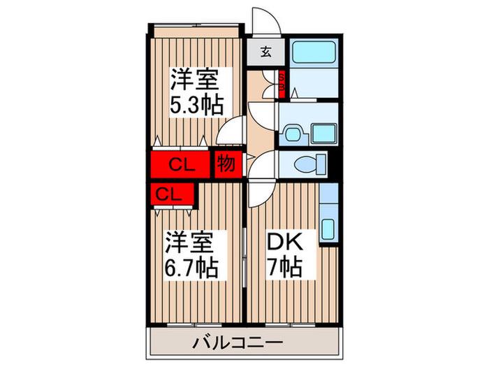 フロレスタII(2DK/2階)の間取り写真