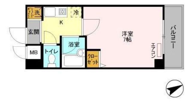 フォアグランデ(1K/4階)の間取り写真