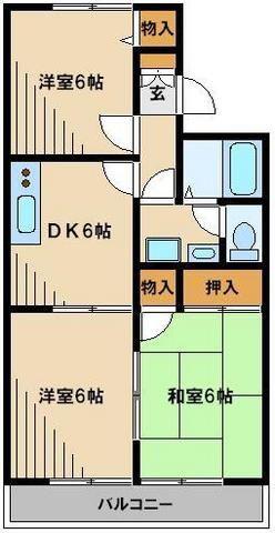 セジュールソフィアⅢ(3DK/1階)の間取り写真