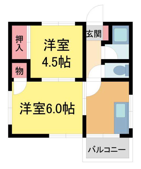 パレス池田住吉(2DK/2階)の間取り写真