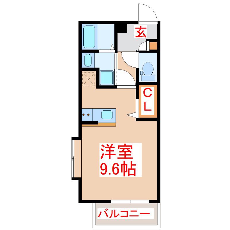 CROSS(ワンルーム/3階)の間取り写真