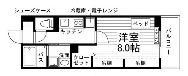 三重江戸橋学生アパートメント(1K/2階)の間取り写真
