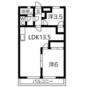 レジデンス中陣(2LDK/1階)の間取り写真