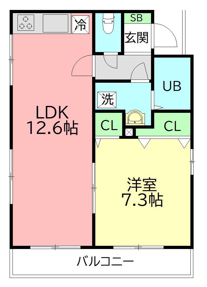 ハイライフ石上(1LDK/2階)の間取り写真