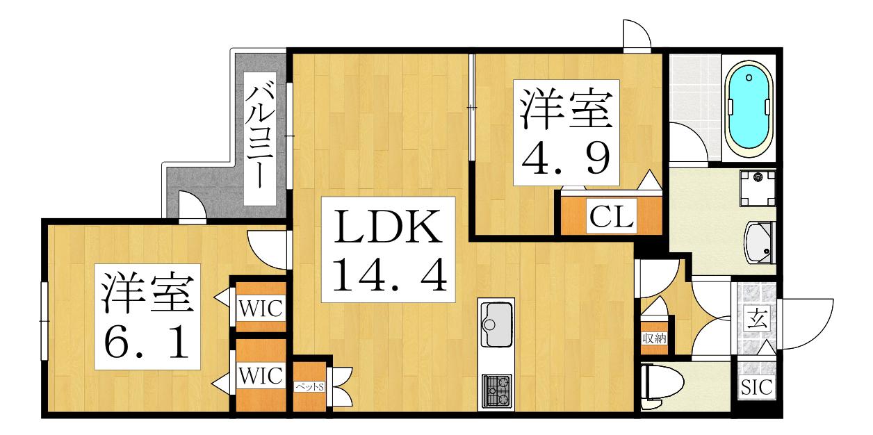 ヘーベルメゾン アトレ(2LDK/3階)の間取り写真