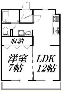 マンションエクシードIII(1LDK/2階)の間取り写真