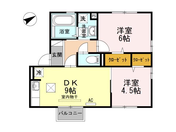 サンモールU(2DK/1階)の間取り写真