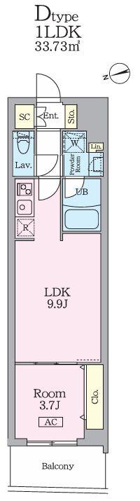 GARDEN XAVIS門前仲町(1LDK/3階)の間取り写真