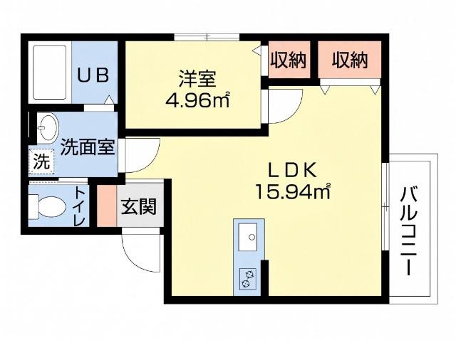 幸町アパート(1LDK/2階)の間取り写真