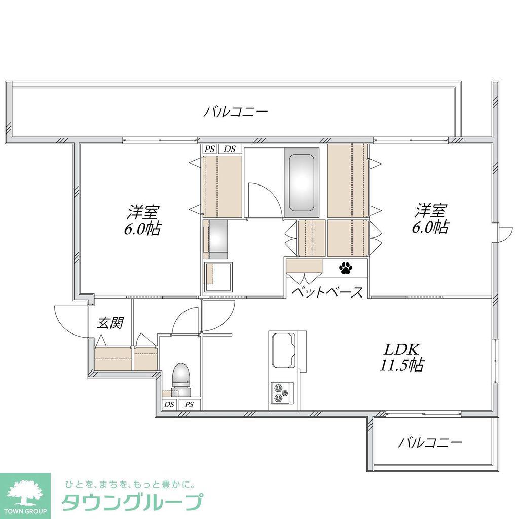 上今泉2丁目メゾン(2LDK/2階)の間取り写真