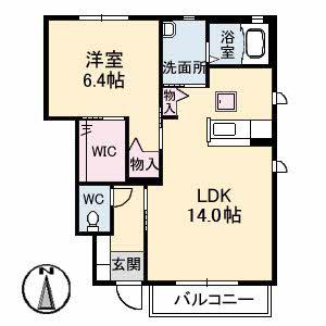 パルク・ギオーネ弐番館(1LDK/1階)の間取り写真