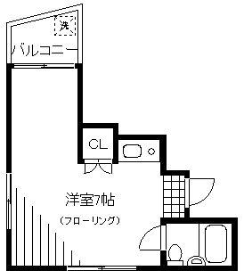 SUN CLAIR(ワンルーム/2階)の間取り写真