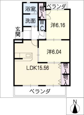 BEE LINE O(2LDK/3階)の間取り写真