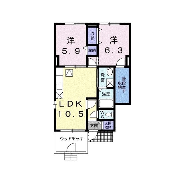 プラーノイースト(2LDK/1階)の間取り写真