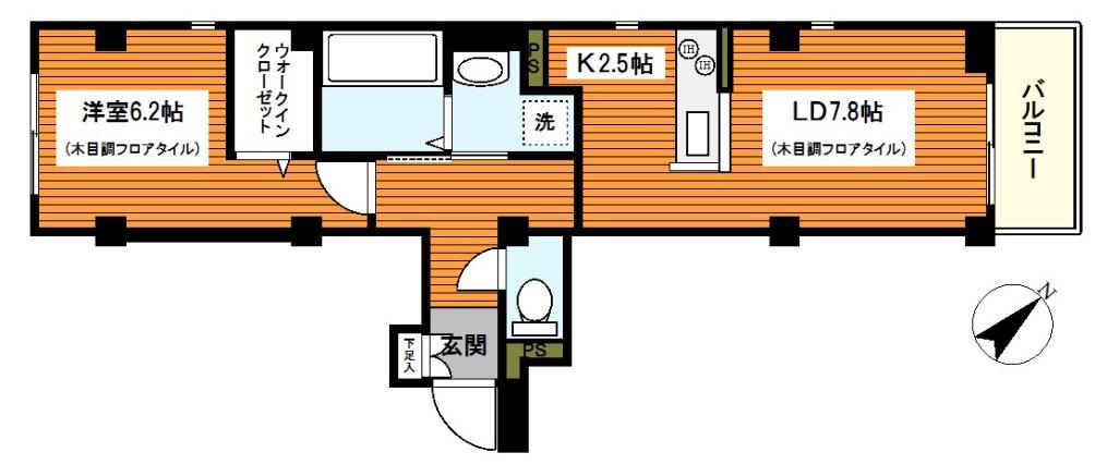 BAY WOOD YOKOHAMA(1LDK/2階)の間取り写真
