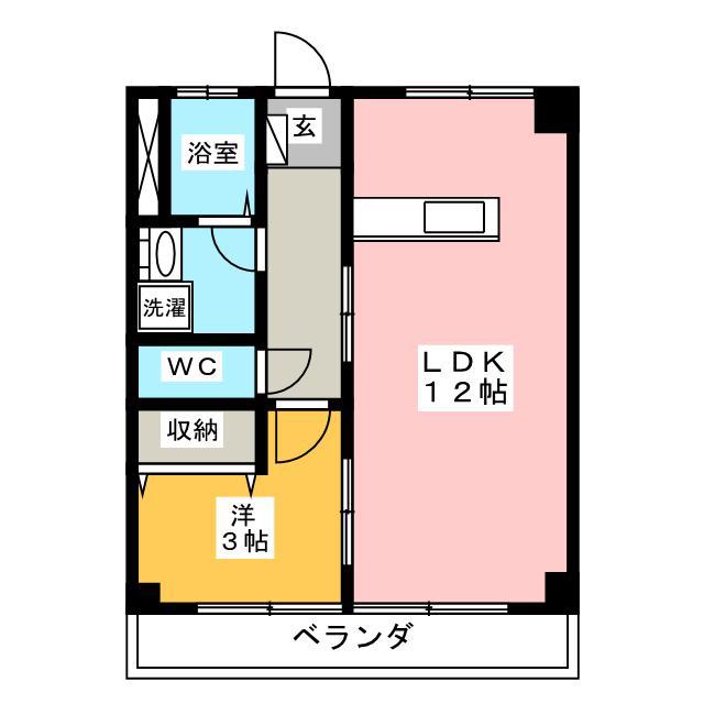 中秀ビル(1LDK/2階)の間取り写真