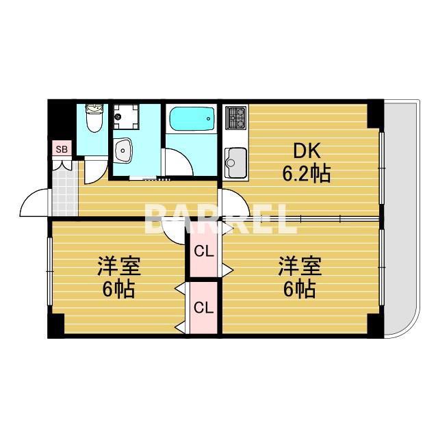 サンロイヤルエス2(2DK/3階)の間取り写真