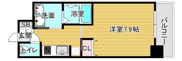 エイペックスみなとセントラルアベニュー(1K/9階)の間取り写真