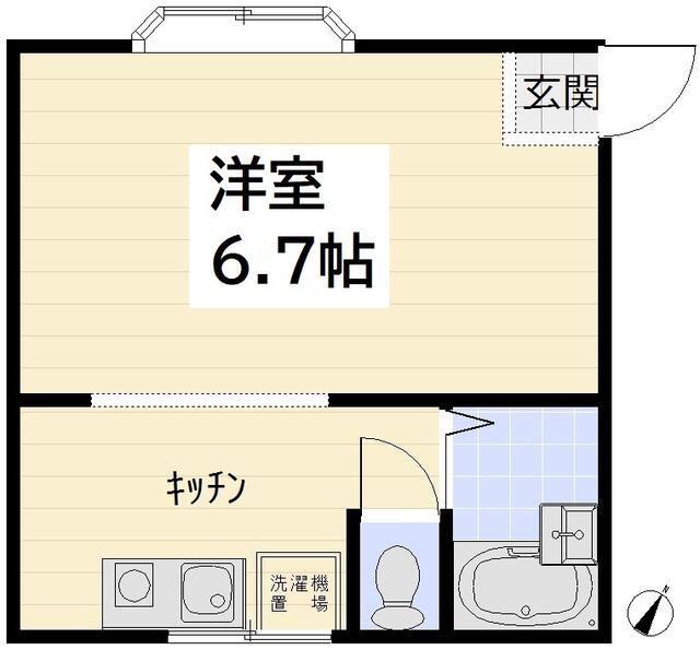 コーポいわかべ(1K/2階)の間取り写真