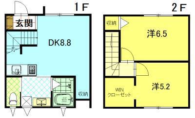 ＪＲ奥羽本線 追分駅(秋田) 徒歩28分 2階建 築10年(2DK/1階)の間取り写真