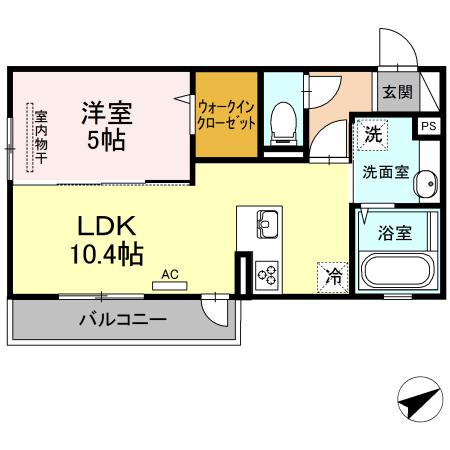ベルマーレ(1LDK/2階)の間取り写真