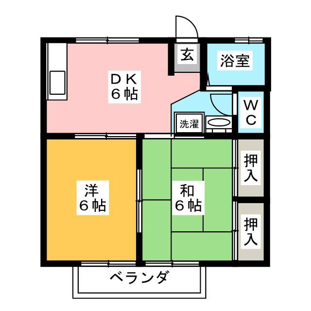 ウッディーハイツS(2DK/1階)の間取り写真