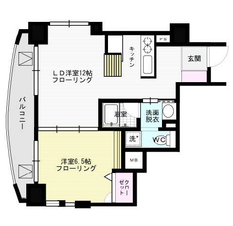 クレアランドマーク(1LDK/11階)の間取り写真