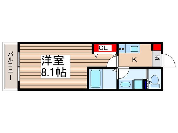 稲荷町Z-MAISON B棟(1K/2階)の間取り写真