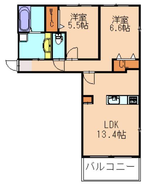 グランエスコート(2LDK/3階)の間取り写真