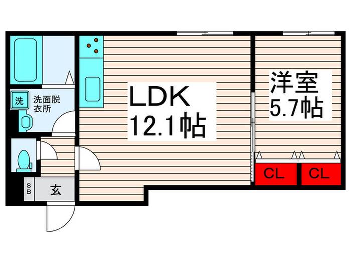 ウエスト・ハイランド・コート(1LDK/2階)の間取り写真