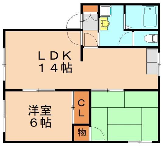 パークハイツ陣原(2LDK/1階)の間取り写真