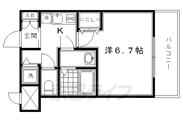 アドバンス京都ソナーレ(1K/2階)の間取り写真