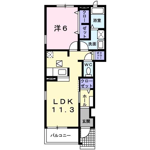 スカイフィールド・アサカC(1LDK/1階)の間取り写真