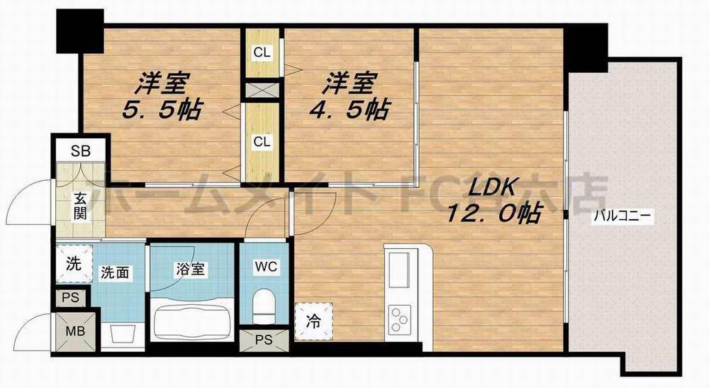 グレースリバー中之島(2LDK/7階)の間取り写真