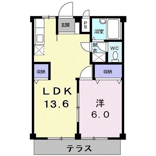 ハイツタカソノ(1LDK/1階)の間取り写真