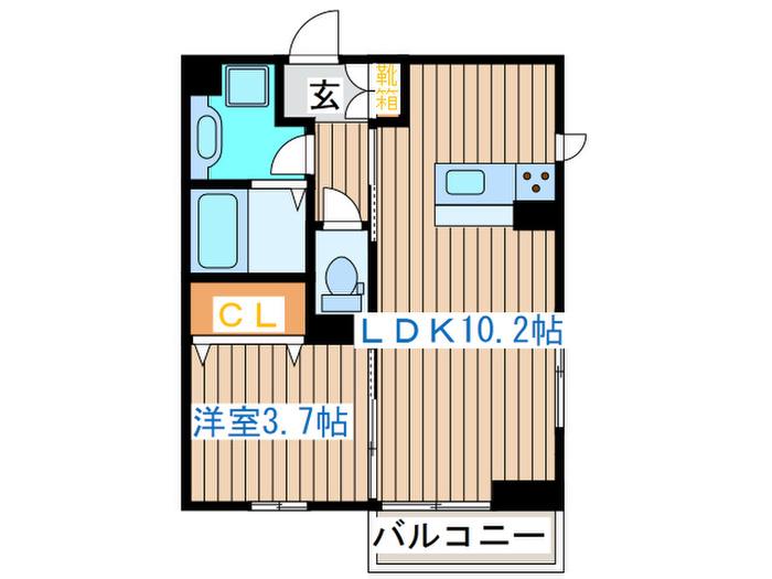 エクセランB(1LDK/2階)の間取り写真