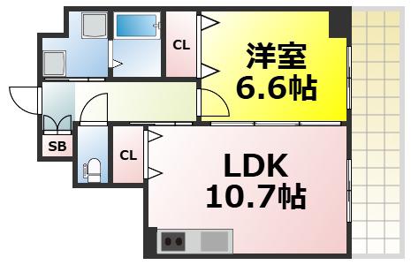 エルミタージュ難波III(1LDK/4階)の間取り写真