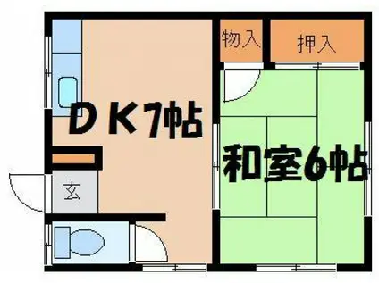 半田アパート(1DK/2階)の間取り写真