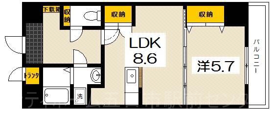 サンフォレスタ七尾(1LDK/5階)の間取り写真