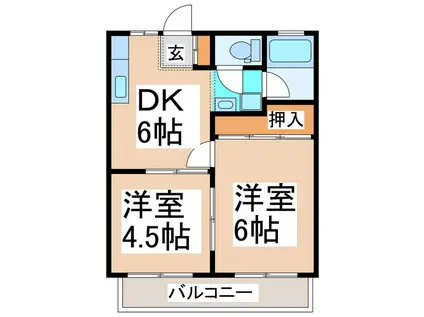 くろかみハイツ(2DK/2階)の間取り写真