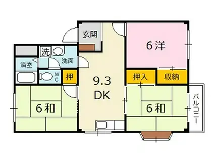 エルディムウエダB棟(3DK/2階)の間取り写真