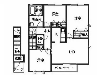 ファミールヨシダI・II(3LDK/2階)の間取り写真