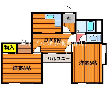 シャインブライト桑田(2DK/2階)の間取り写真