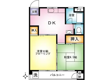 溝ノ口ハイツ(2DK/4階)の間取り写真