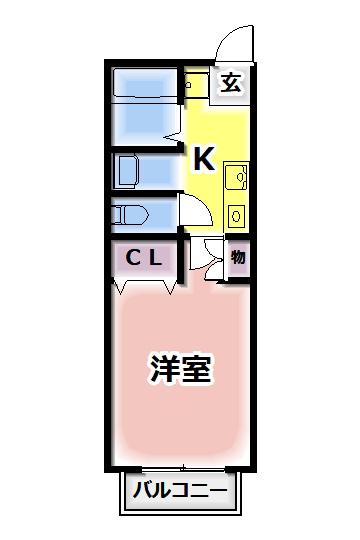 リヴァ―サイド金剛(1K/1階)の間取り写真